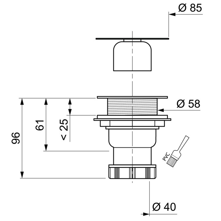 BONDE DOUCHE D60 VERTCL SP413
