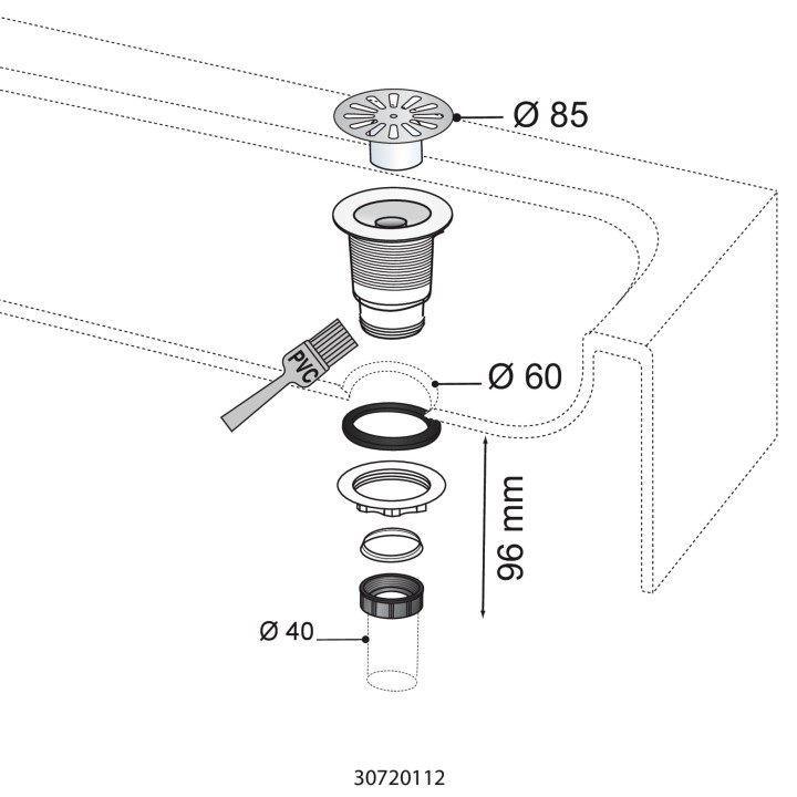 BONDE DOUCHE D60 VERTCL SP413