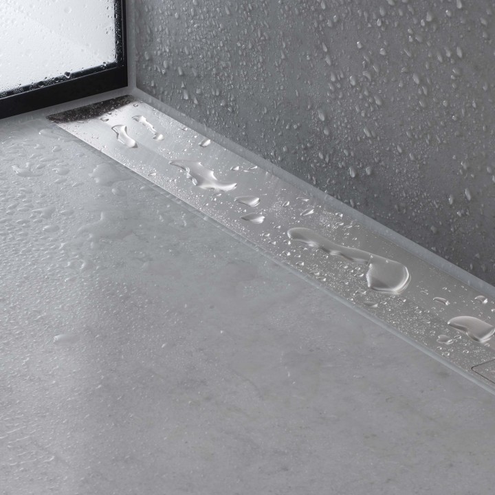 Caniveau de douche 1000 à découper - installation contre le mur - chromé