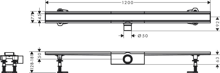 Caniveau de douche 1200 mm Acier inox brossé