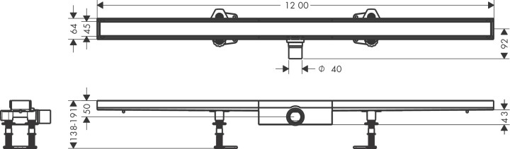 Caniveau de douche 1200 mm