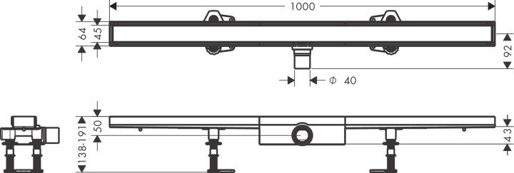 Caniveau de douche 1900 mm