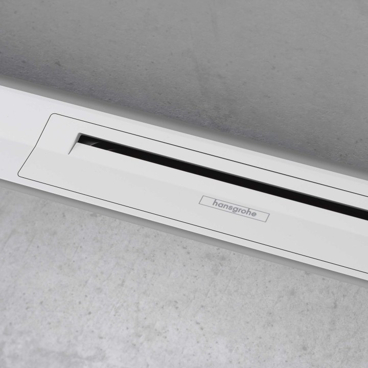 Caniveau de douche 900 à découper - installation contre le mur - blanc mat