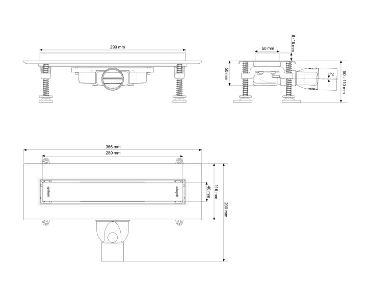 CANIVEAU DE DOUCHE VENISIO SLIM+ L300 MM