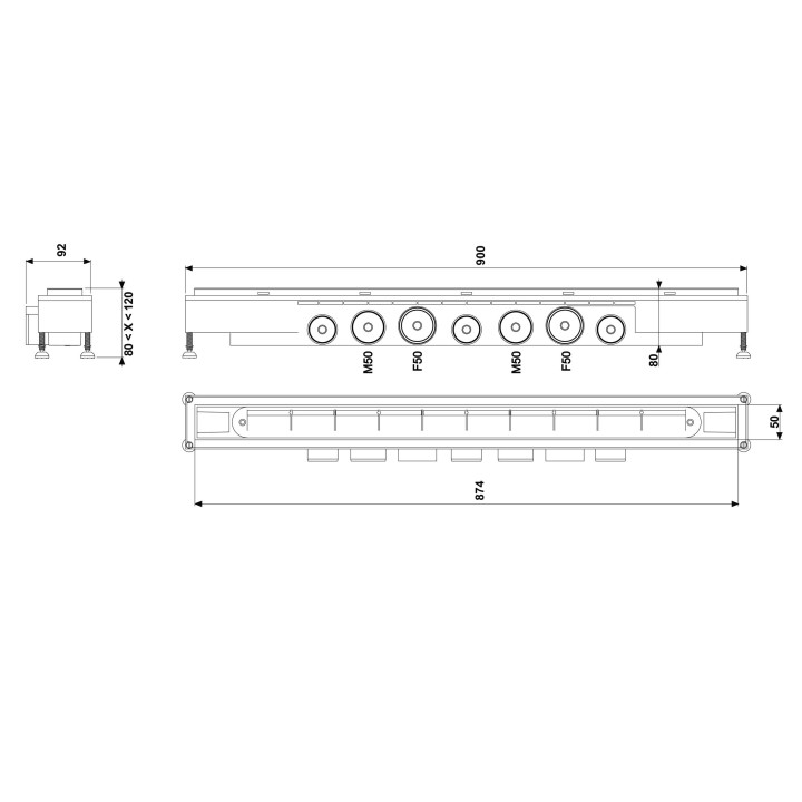 CANIVEAU DE DOUCHE VENISIO SODA L900 MM