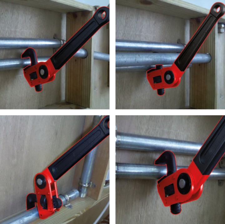 Clé à tube 1,1/2'' tête pivot.