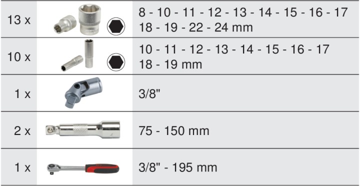 Coffret douilles + access. 3/8
