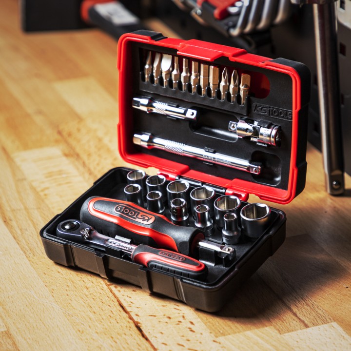 Coffret douilles 1/4'', 27 pcs