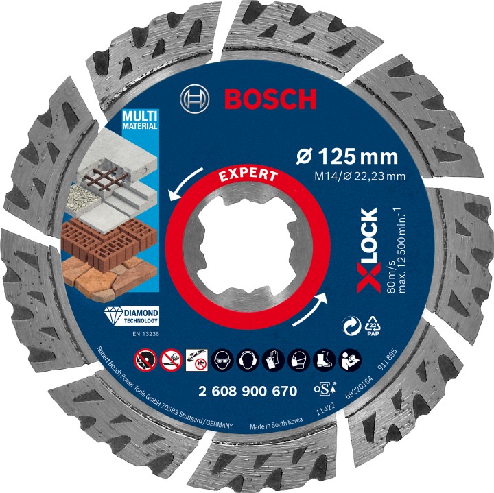 Disque Diamnd XLOCK Multi-materiaux EXPERT 125x22,23x2.4x12mm