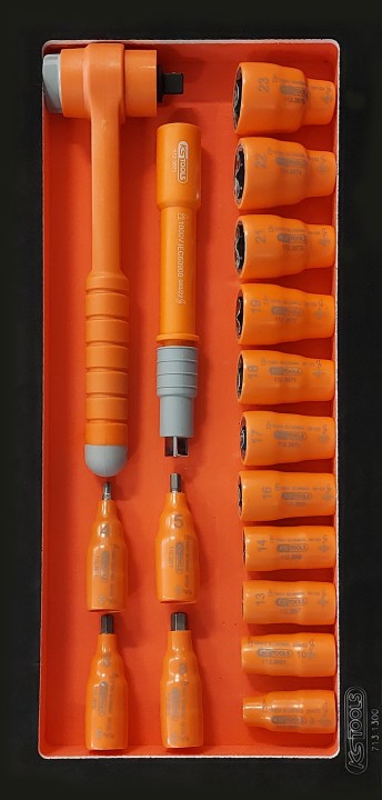Douilles 6p 3/8'' isolées 17pc