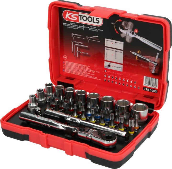 Embouts + douilles 1/4'', 33pc