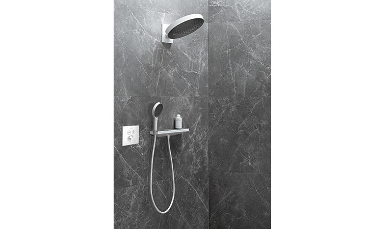 Encastrés Ensemble de douche encastrée thermostatique  Rainfinity 360/ Porter Tablette Blanc Mat