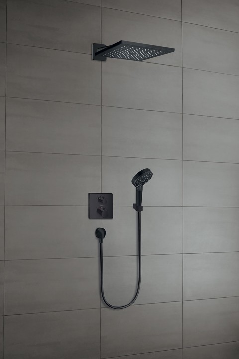 Ensemble de douche encastrée thermostatique Vernis Shape 230 / Ecostat Square – Noir mat