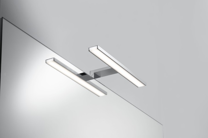 Ensemble meuble bas Graphic L 120 cm, plan double vasque, miroir et applique led