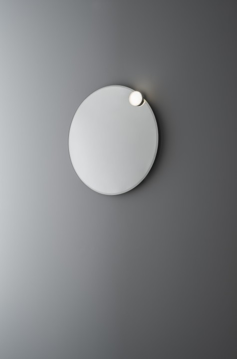 Ensemble meuble bas Intuitive L 80 cm avec plan vasque simple, miroir rond et applique led