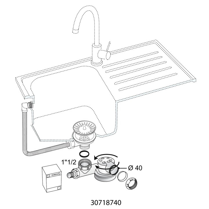 ESPACE SIPHON EVIER 1"1/2 D40
