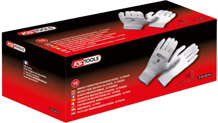Gants blancs, T.10, 12 paires