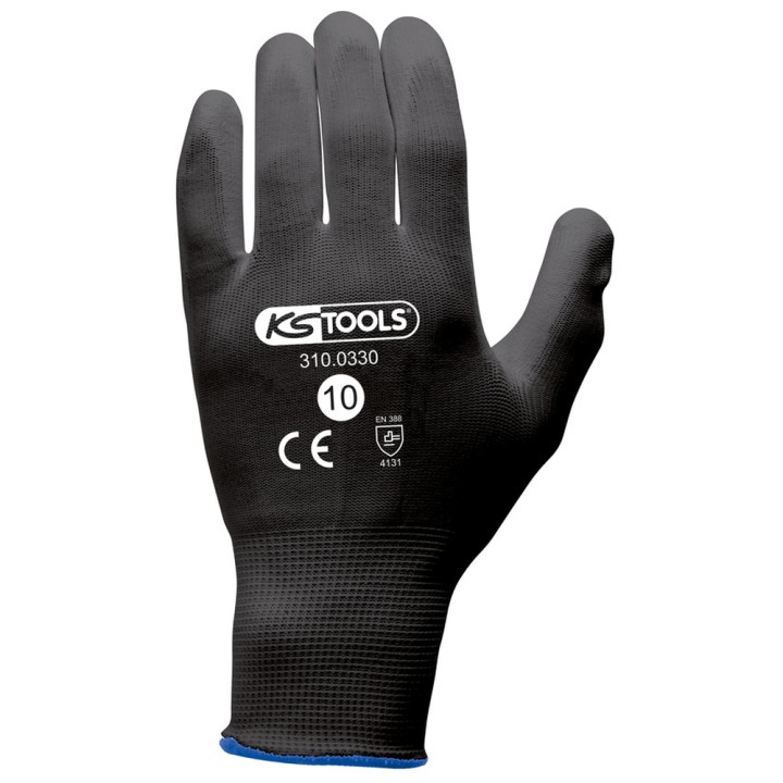 Gants noirs T.10, 12 paires