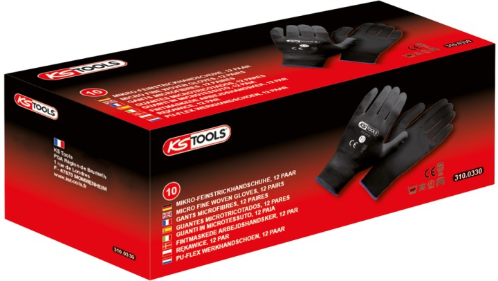Gants noirs T.10, 12 paires