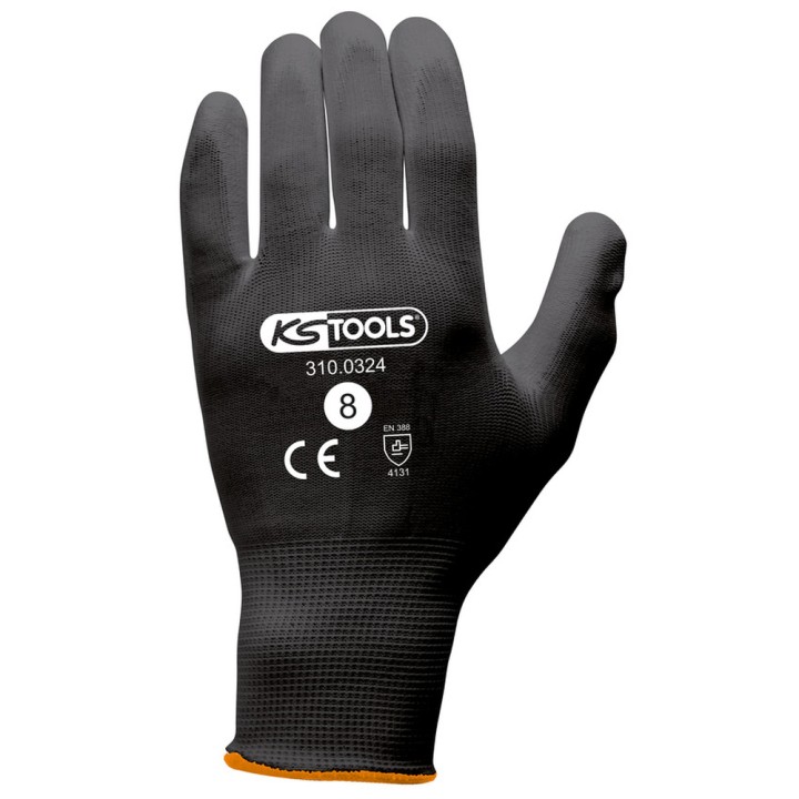 Gants noirs T.8, 12 paires