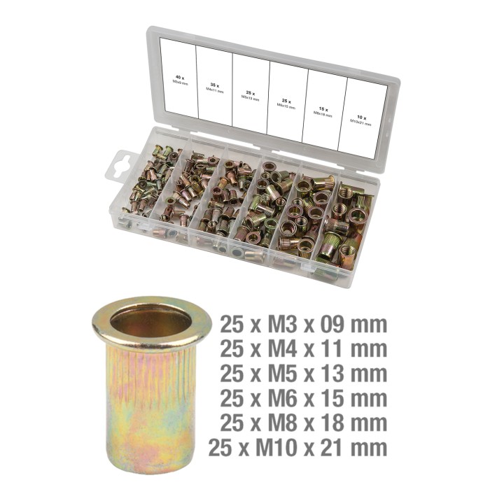 Inserts taraudés acier, 150pcs