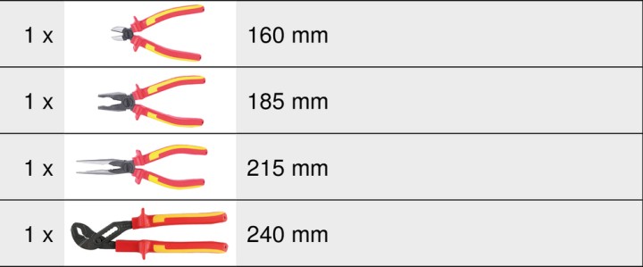 Jeu de 4 pinces isolées