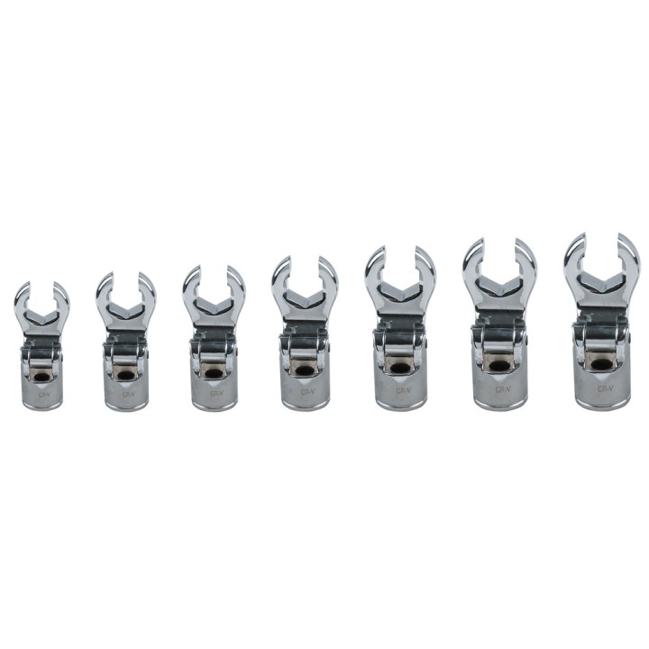 Jeu de 7 clés à tuyauter 3/8'' 12 pans à tête pivotante, 11-19 mm