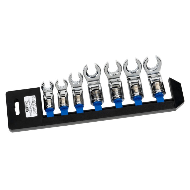 Jeu de 7 clés à tuyauter 3/8'' 12 pans à tête pivotante, 11-19 mm