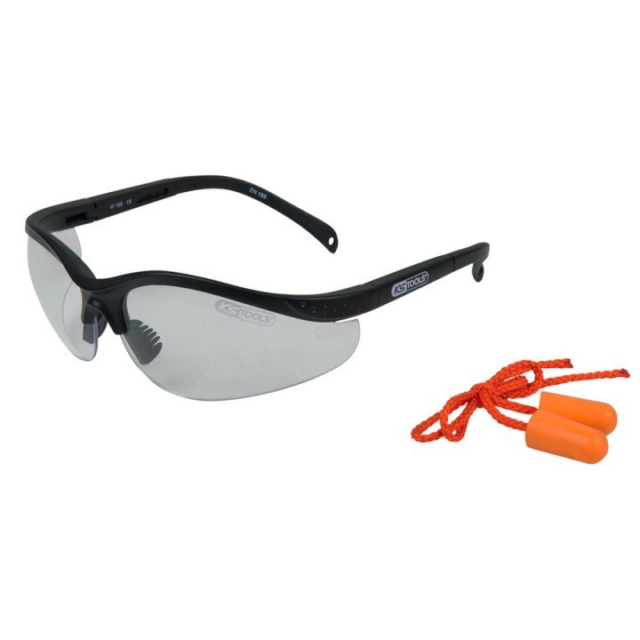 Lunettes transp. avec bouchons