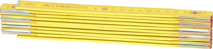 Mètre pliant jaune, bois, L.2m