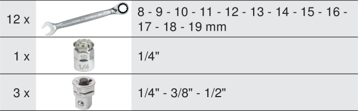 Module clés mixtes à cliquet