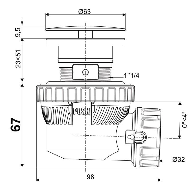 NANO 6.7 ENSEMBLE DE LAVABO D32 ECOULEMENT LIBRE
