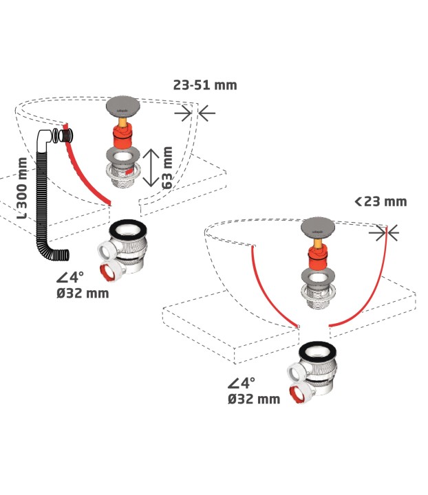 NANO 6.7 ENSEMBLE DE LAVABO D32 QC TROP-PLEIN