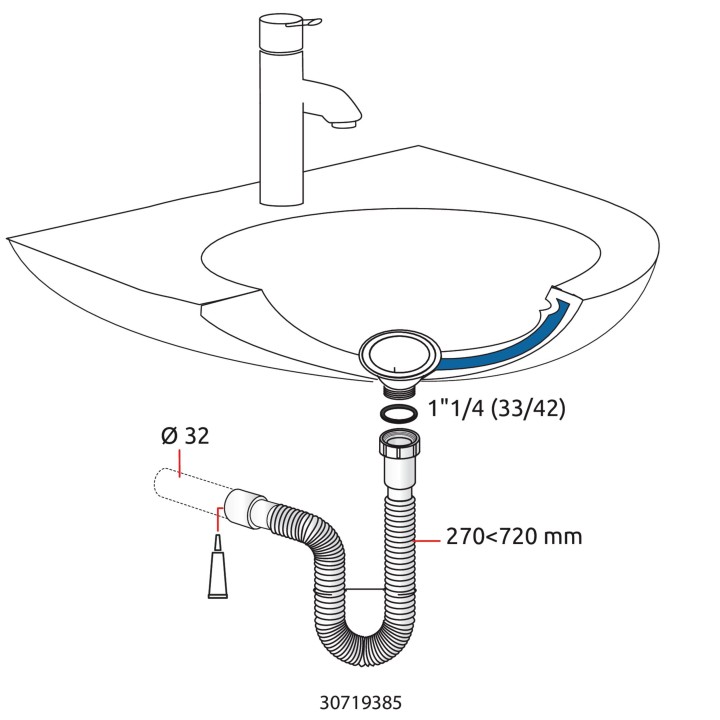 RACCORD EXTENSIBLE LAVABO D32