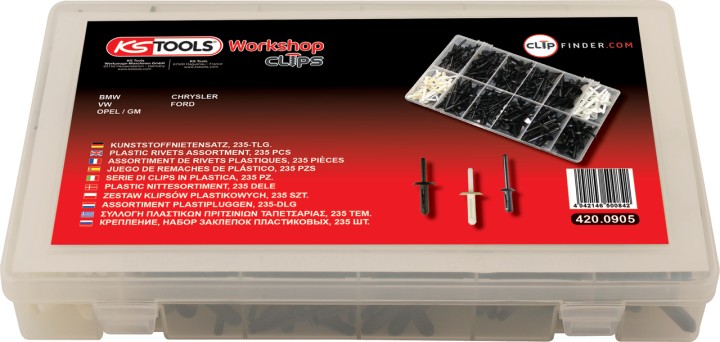 Rivets plastique, 235pcs