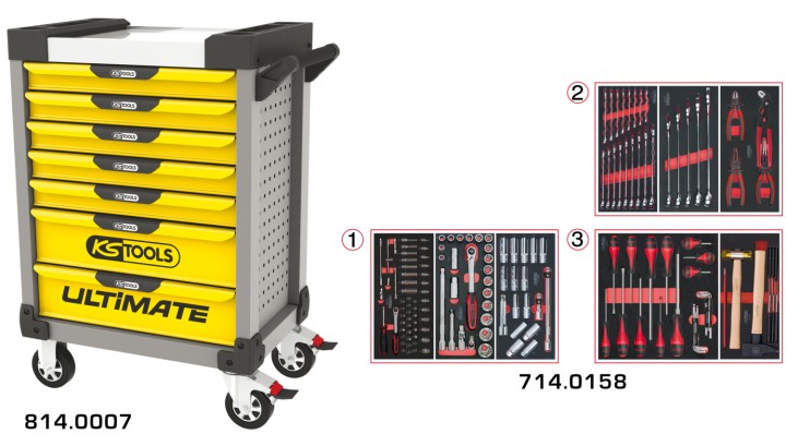 Servante gris/jaun 7 tir 158pc