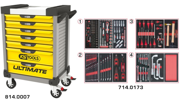 Servante gris/jaun 7 tir 173pc