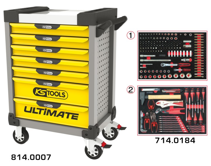 Servante gris/jaun 7 tir 184pc
