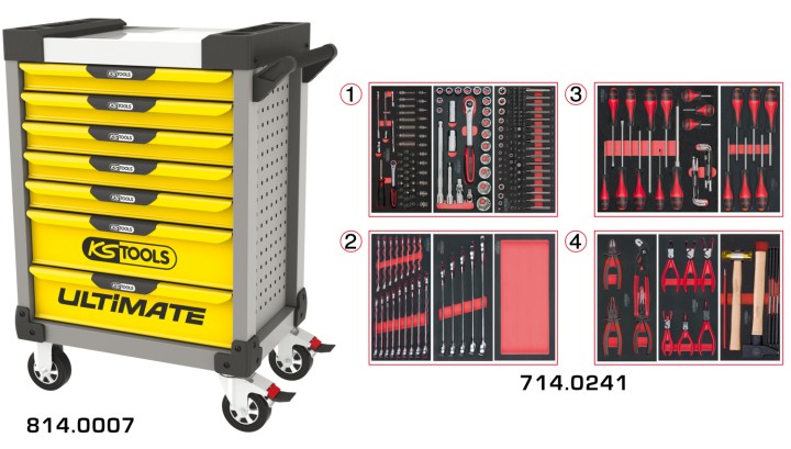 Servante gris/jaun 7 tir 241pc