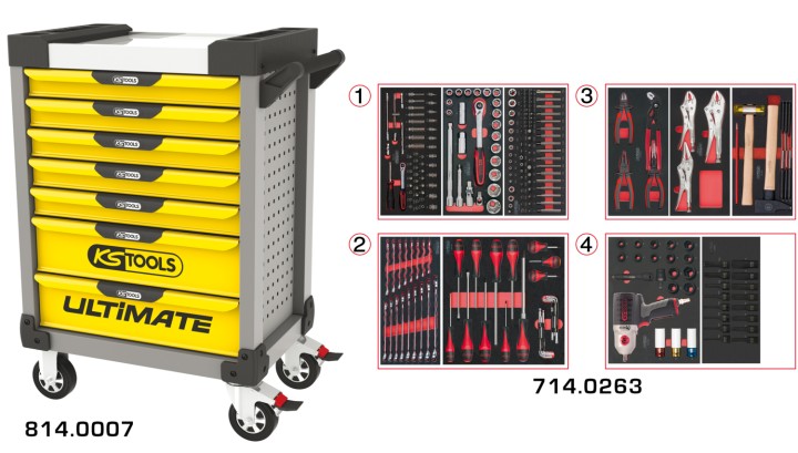 Servante gris/jaun 7 tir 263pc