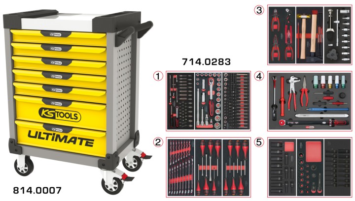 Servante gris/jaun 7 tir 283pc