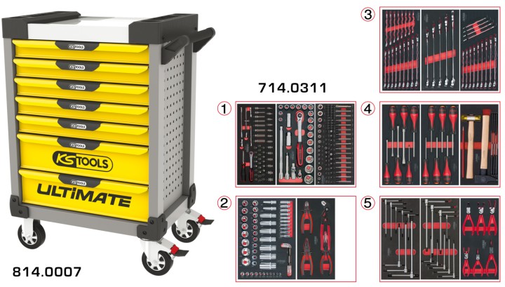 Servante gris/jaun 7 tir 311pc