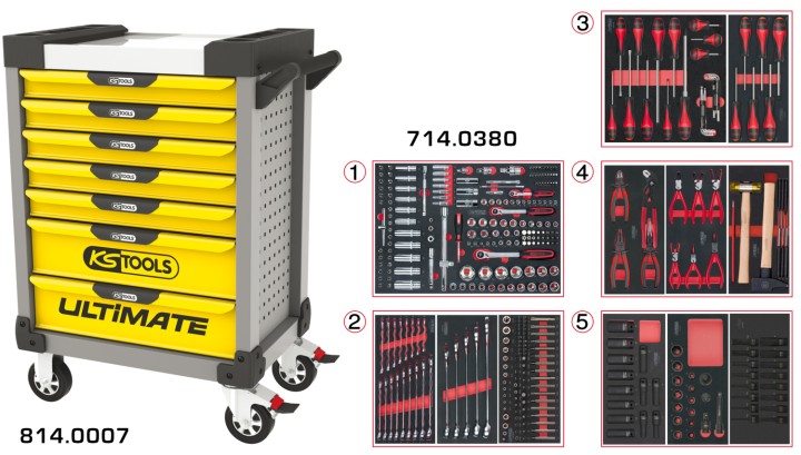 Servante gris/jaun 7 tir 384pc