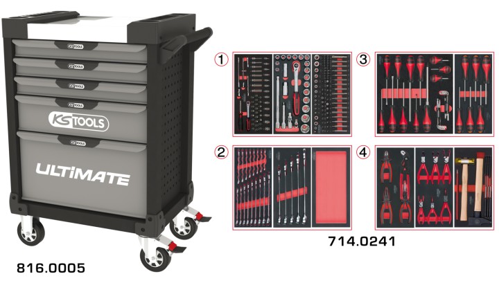 Servante gris/noir 5 tir 241pc
