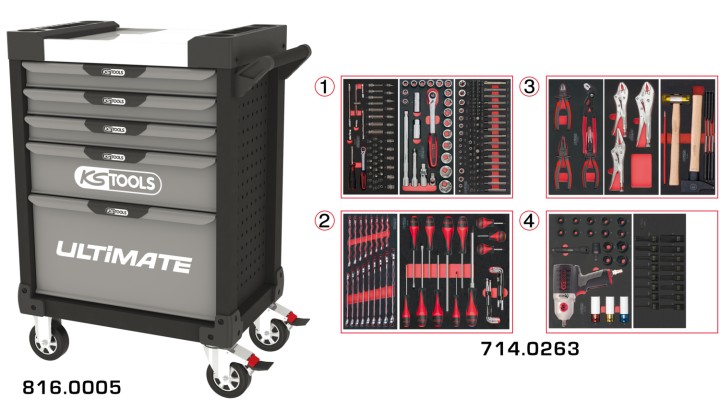 Servante gris/noir 5 tir 263pc