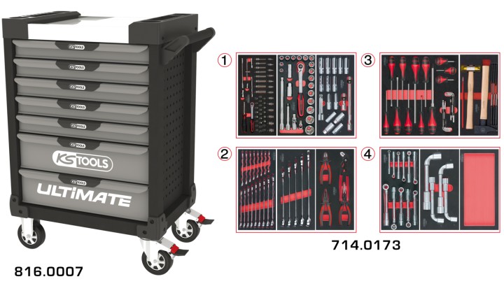 Servante gris/noir 7 tir 173pc