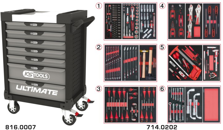 Servante gris/noir 7 tir 202pc