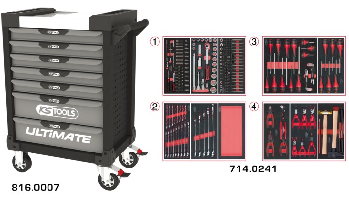 Servante gris/noir 7 tir 241pc