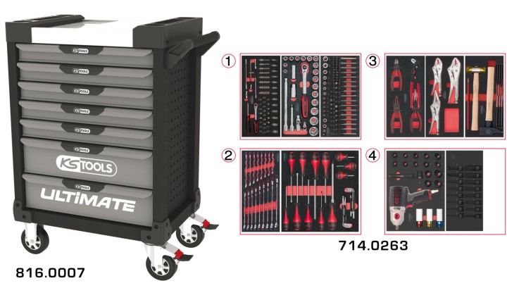 Servante gris/noir 7 tir 263pc