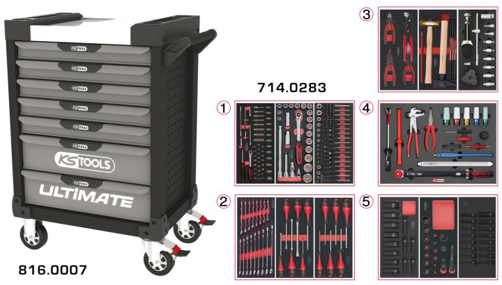 Servante gris/noir 7 tir 283pc